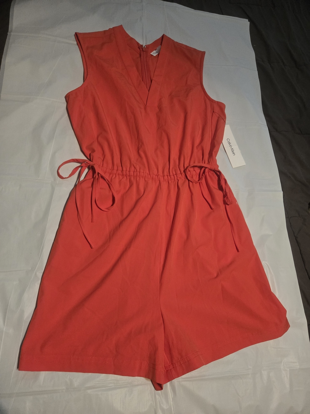 Calvin Klein Women's Salmon Sleeveless V-Neck Romper